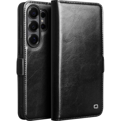 Fourre Samsung Galaxy S26 Ultra - Flip Qialino cuir véritable avec fermeture magnétique - Noir