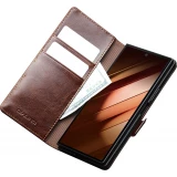 Fourre Samsung Galaxy Z Fold7 - Flip Qialino cuir véritable avec fermeture magnétique - Brun foncé