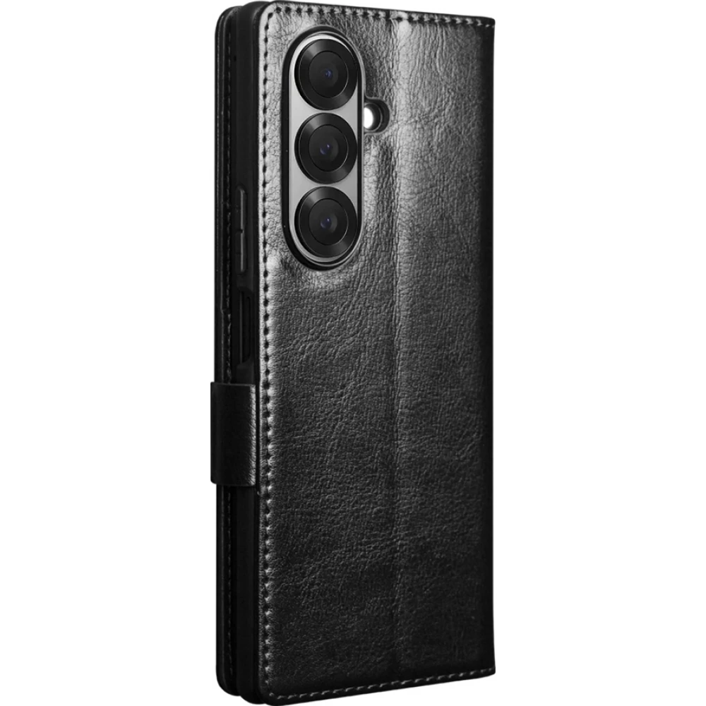 Fourre Samsung Galaxy Z Fold7 - Flip Qialino cuir véritable avec fermeture magnétique - Noir