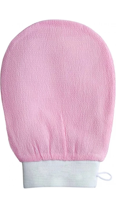 Gant exfoliant corps effet lisse et brillant gommage profond &eacute;limine peaux mortes - Rose