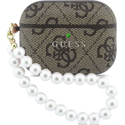 Coque AirPods Pro 3 - Guess 4G pour AirPods Pro 3 avec bracelet en perle - Brun