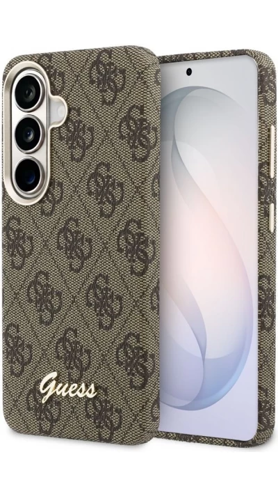 Galaxy S26 Case Hülle - Guess 4G Script MagSafe Magnetische elegante Schutz - Braun