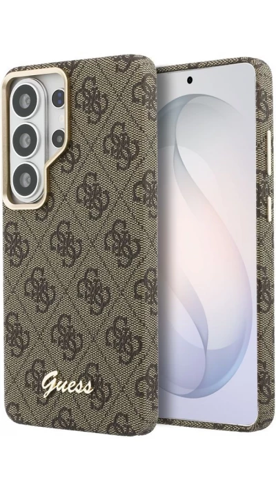 Galaxy S26 Ultra Case Hülle - Guess 4G Script MagSafe Magnetische elegante Schutz - Braun
