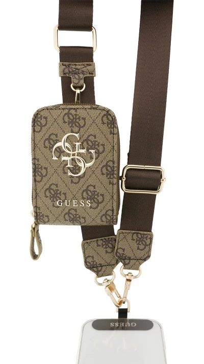 Guess 4G Logo Metall Lani&egrave;re Schultertasche mit Tasche - Braun