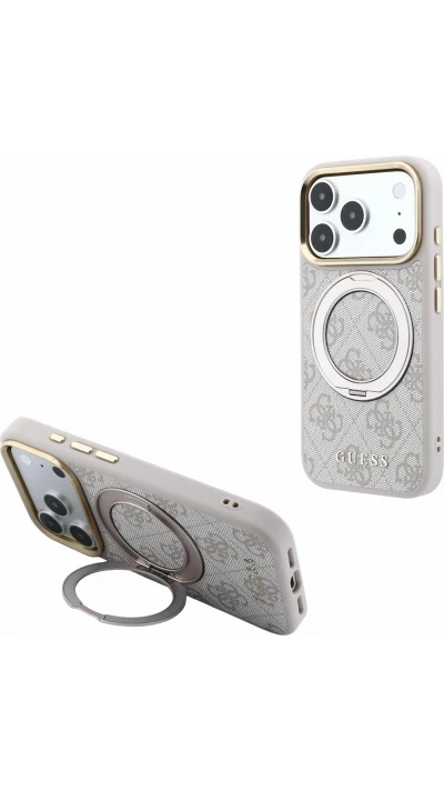 iPhone 18 Pro / 17 Pro Case H&uuml;lle - Guess PU 4G mit 360&deg; MagSafe Halterung und Metallrahmen - Rosa