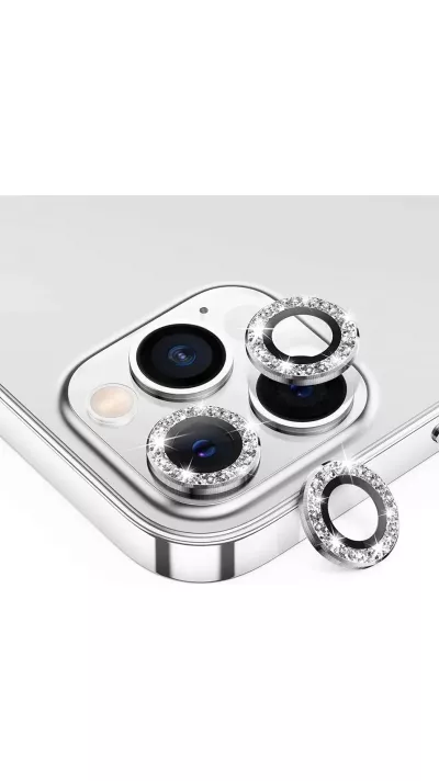 iPhone 12 / 12 Pro - Schutzringe für Kamera Linsen iPhone mit Glitzernden Diamanten - Silber