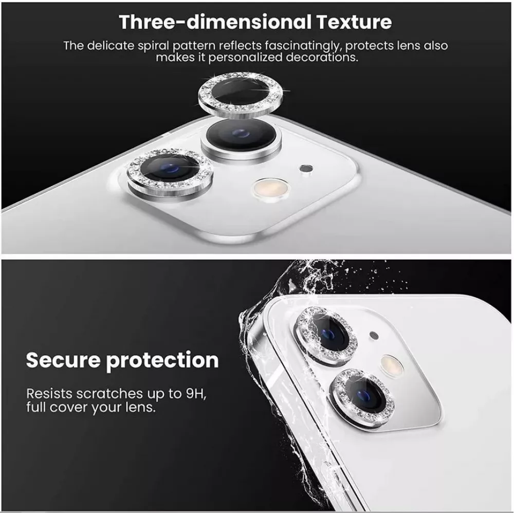 iPhone 13 /13 Mini - Protecteurs lentilles caméra strass/diamants - Argent