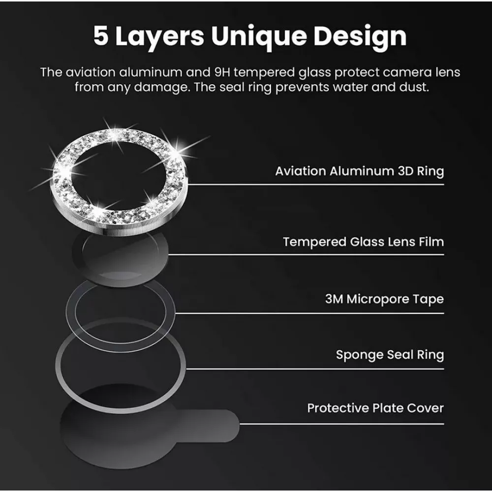 iPhone 14/14 Plus - Protecteurs lentilles caméra strass/diamants - Argent
