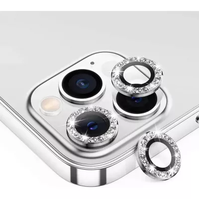iPhone 14 Pro / 14 Pro Max - Protecteurs lentilles caméra strass/diamants - Argent