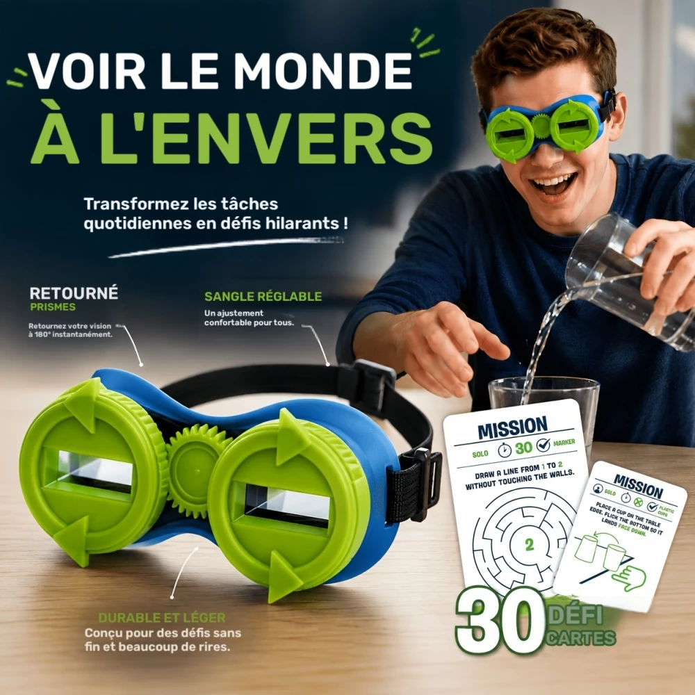 Jeu de soci&eacute;t&eacute; Vision Impossible avec lunettes &agrave; vision invers&eacute;e d&eacute;fis amusants et jeu d&rsquo;adresse en plein air
