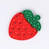 Jouet sensoriel Pop It en forme de fraise jeu anti-stress &agrave; bulles - Rouge