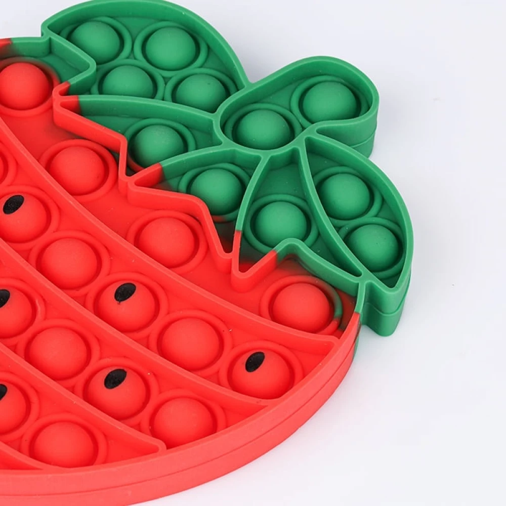 Jouet sensoriel Pop It en forme de fraise jeu anti-stress &agrave; bulles - Rouge