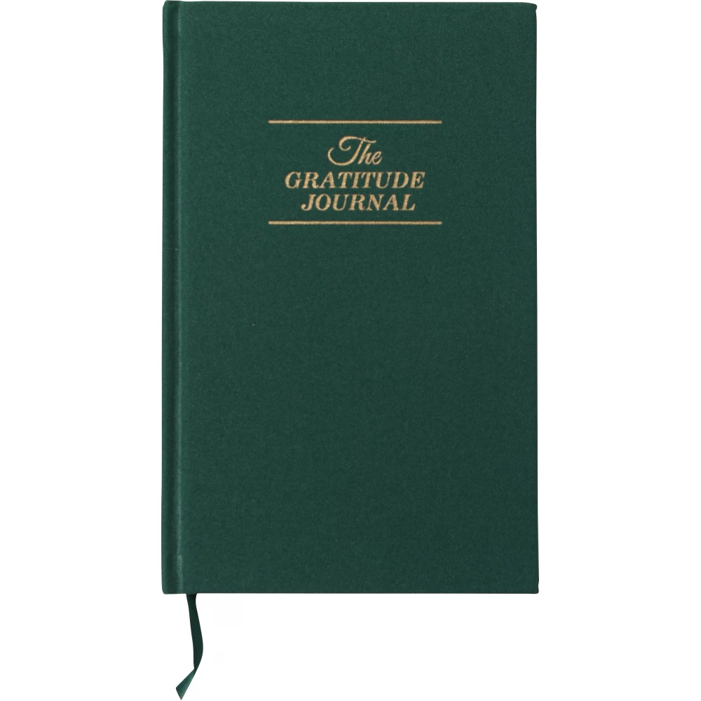 Elegantes Gratitude Journal Tag und Nacht - Stoffnotizbuch mit inspirierenden Zitaten - Grün