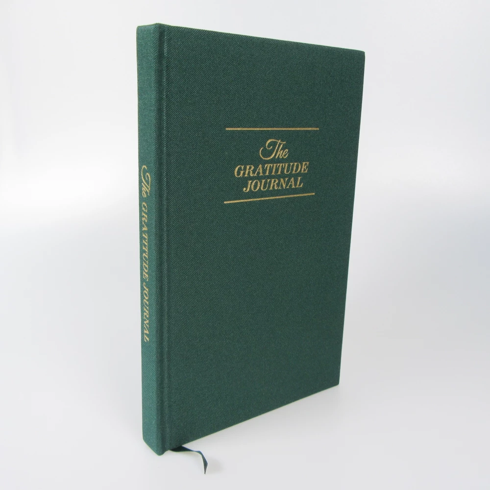 Elegantes Gratitude Journal Tag und Nacht - Stoffnotizbuch mit inspirierenden Zitaten - Grün