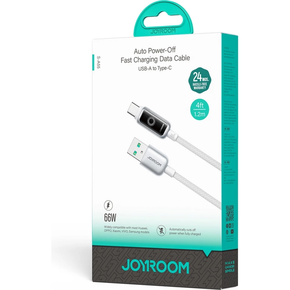Joyroom S-A55 StarFlight câble charge rapide USB-A vers USB-C 66W (1.2m) - Blanc
