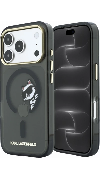 iPhone 18 Pro / 17 Pro Case H&uuml;lle - Karl Lagerfeld Choupette Peekaboo MagSafe Elegante und Schutz - Schwarz