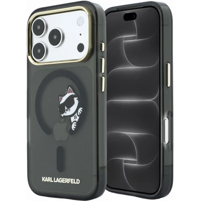 Coque iPhone 18 Pro Max / 17 Pro Max - Karl Lagerfeld Choupette Peekaboo MagSafe &eacute;l&eacute;gante et protectrice - Noir