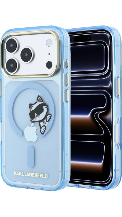 iPhone 18 Pro Max / 17 Pro Max Case H&uuml;lle - Karl Lagerfeld Choupette Peekaboo MagSafe Elegante und Schutz - Blau