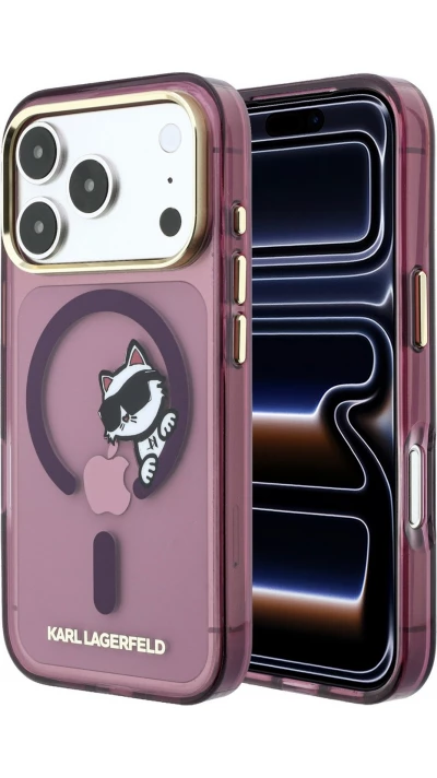 iPhone 18 Pro / 17 Pro Case H&uuml;lle - Karl Lagerfeld Choupette Peekaboo MagSafe Elegante und Schutz - Burgundy