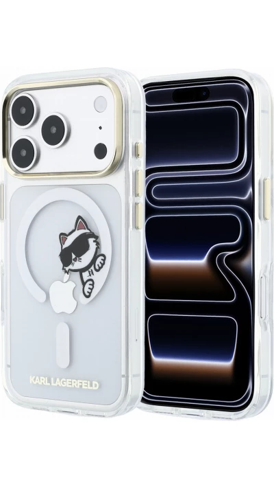 iPhone 18 Pro / 17 Pro Case H&uuml;lle - Karl Lagerfeld Choupette Peekaboo MagSafe Elegante und Schutz - Transparent