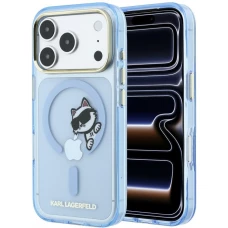 Coque iPhone 18 Pro / 17 Pro - Karl Lagerfeld Choupette Peekaboo MagSafe &eacute;l&eacute;gante et protectrice - Bleu