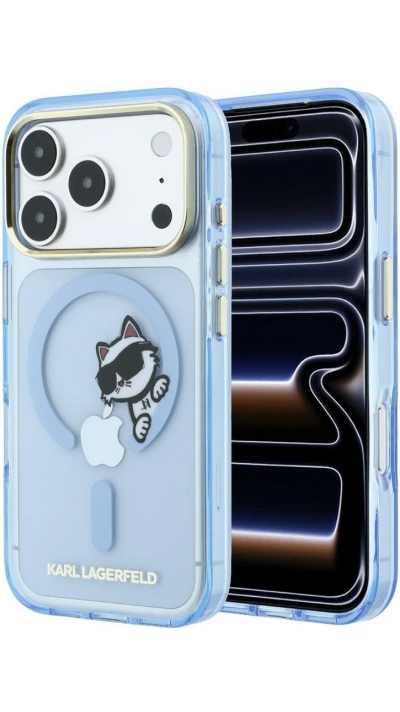 iPhone 18 Pro / 17 Pro Case H&uuml;lle - Karl Lagerfeld Choupette Peekaboo MagSafe Elegante und Schutz - Blau