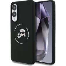 Galaxy S25 Edge Case H&uuml;lle - Karl Lagerfeld Silikon-H&uuml;lle mit Karl und Choupette Design, MagSafe-kompatibel - Schwarz