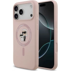 iPhone 18 Pro Max / 17 Pro Max Case H&uuml;lle - Karl Lagerfeld Silikonh&uuml;lle mit Karl und Choupette Design MagSafe-kompatibel - Rosa