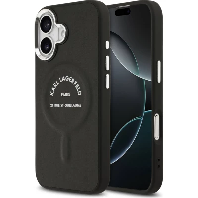 iPhone 17 Case Hülle - Karl Lagerfeld PU RSG MagSafe Logo Elegant und Schutz - Schwarz