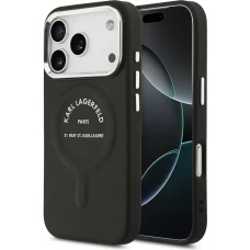 Coque iPhone 17 Pro - Karl Lagerfeld PU RSG Logo MagSafe &eacute;l&eacute;gante et protectrice - Noir