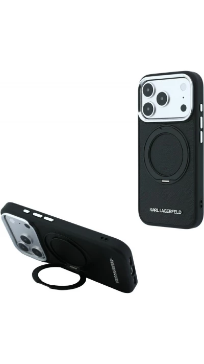 iPhone 18 Pro Max / 17 Pro Max Case H&uuml;lle - Karl Lagerfeld PU Saffiano MagSafe mit 360&deg; Halterung - Schwarz