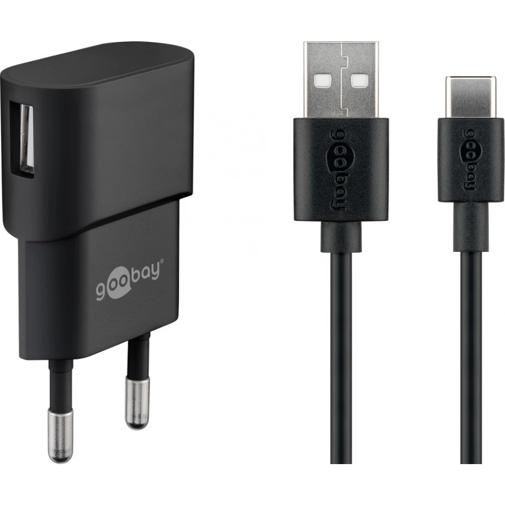 Kit chargeur Goobay 5W USB-C adaptateur secteur avec câble USB-C (1m) - Noir