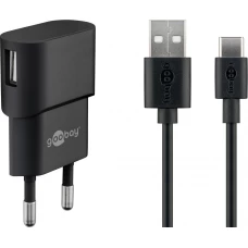 Kit chargeur Goobay 5W USB-C adaptateur secteur avec câble USB-C (1m) - Noir