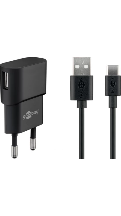 Kit chargeur Goobay 5W USB-C adaptateur secteur avec câble USB-C (1m) - Noir