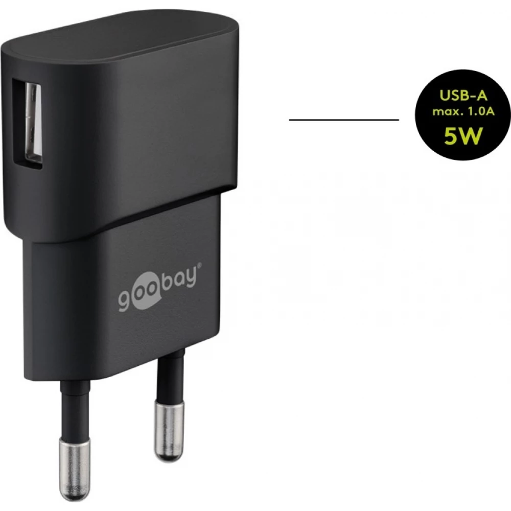 Kit chargeur Goobay 5W USB-C adaptateur secteur avec câble USB-C (1m) - Noir