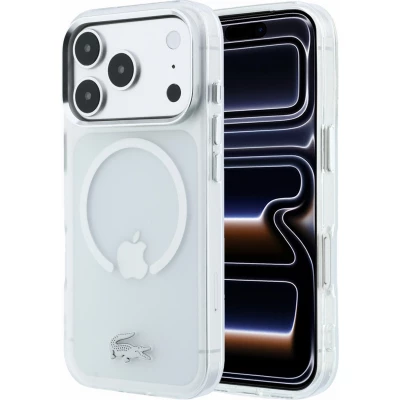 Coque iPhone 17 Pro - Lacoste IML petit piqu&eacute; m&eacute;tal MagSafe protection &eacute;l&eacute;gante et durable - Transparent