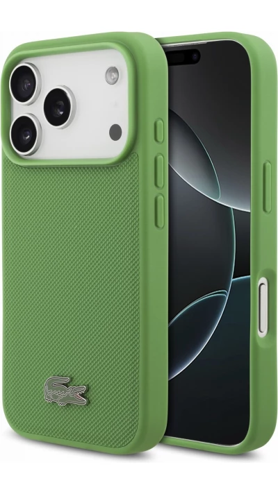 Coque iPhone 17 Pro - Lacoste Petit Pique MagSafe avec logo métal protection élégante et durable - Vert