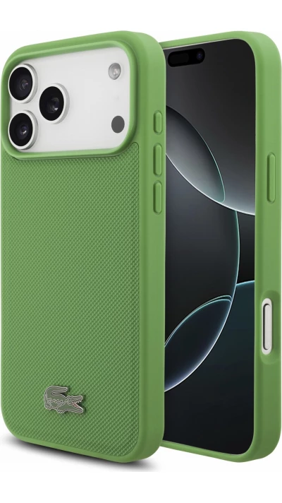 Coque iPhone 17 Pro Max - Lacoste Petit Pique MagSafe avec logo métal protection élégante et durable - Vert