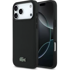 Coque iPhone 17 Pro Max - Lacoste Petit Pique MagSafe avec logo m&eacute;tal protection &eacute;l&eacute;gante et durable - Noir