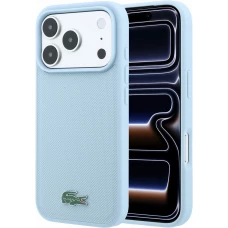Coque iPhone 18 Pro / 17 Pro - Lacoste Petit Pique MagSafe avec logo m&eacute;tal protection &eacute;l&eacute;gante et durable - Bleu