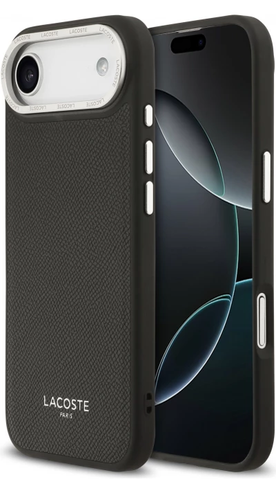 iPhone Air Case H&uuml;lle - Lacoste PU Leder Champs Elysees MagSafe elegante und langlebige Schutzh&uuml;lle - Schwarz