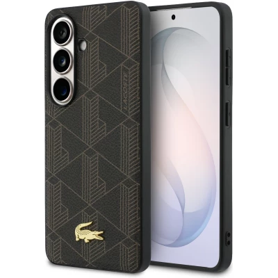 Coque Samsung Galaxy S26 - Lacoste PVC Blend Monogramme magn&eacute;tique &eacute;l&eacute;gante et durable - Brun