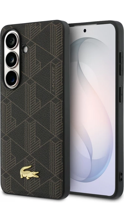 Coque Samsung Galaxy S26 - Lacoste PVC Blend Monogramme magn&eacute;tique &eacute;l&eacute;gante et durable - Brun