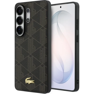 Coque Samsung Galaxy S26 Ultra - Lacoste PVC Blend Monogramme magn&eacute;tique &eacute;l&eacute;gante et durable - Brun
