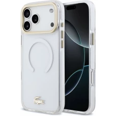 Coque iPhone 18 Pro Max / 17 Pro Max - Lacoste transparente anti-chocs avec logo or givr&eacute; compatible avec MagSafe - Transparent
