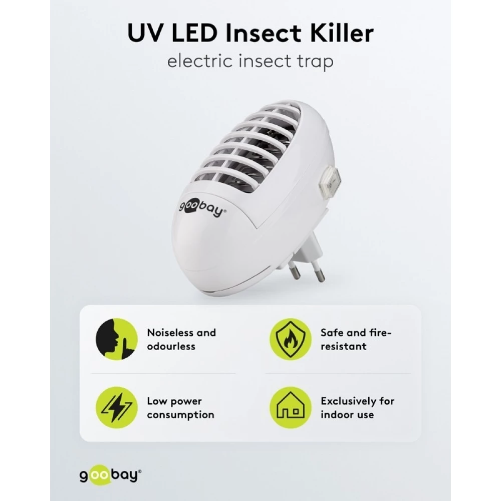 Lampe anti-moustiques UV LED Goobay piège à insectes électrique d’intérieur - Blanc