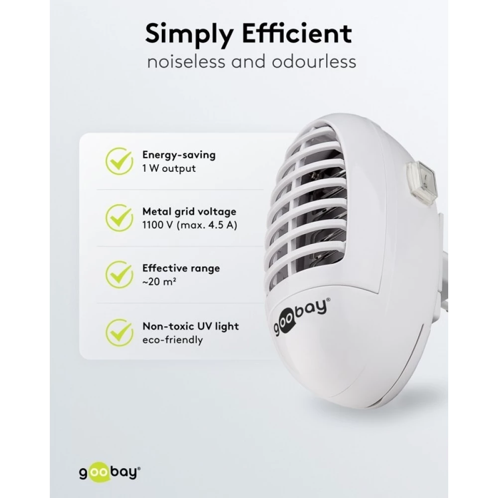 Lampe anti-moustiques UV LED Goobay piège à insectes électrique d’intérieur - Blanc