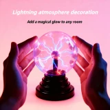 Lampe boule &agrave; plasma tactile USB veilleuse LED interactive &agrave; effet &eacute;clair magique pour chambre et bureau - Noir
