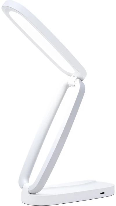 Lampe de bureau LED design avec anneau lumineux 3 niveaux de luminosit&eacute; rechargeable pliable et r&eacute;glable - Blanc