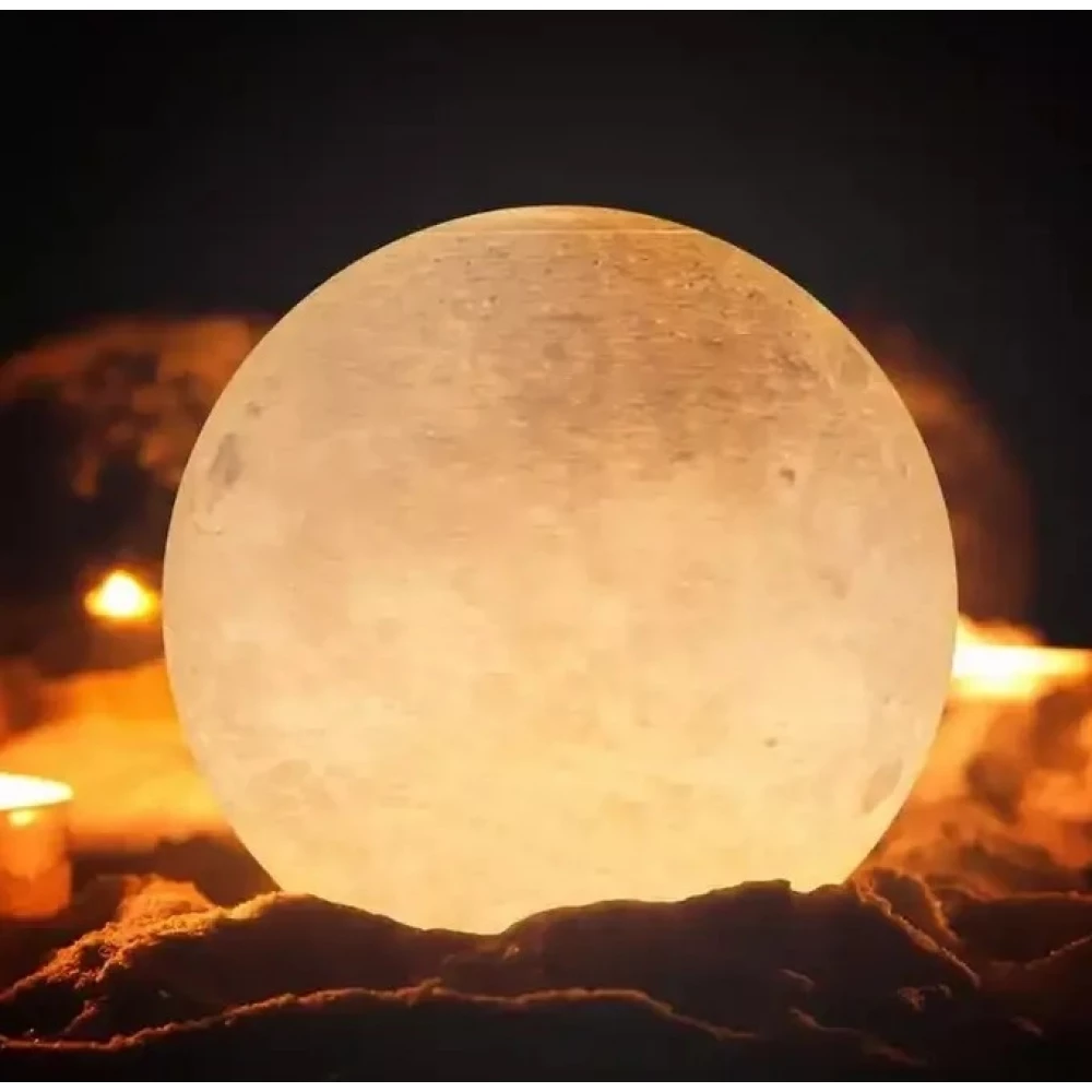 Nachttisch Lampe Mond 3D kabellos mit Touch Funktion 8cm Durchmesser
